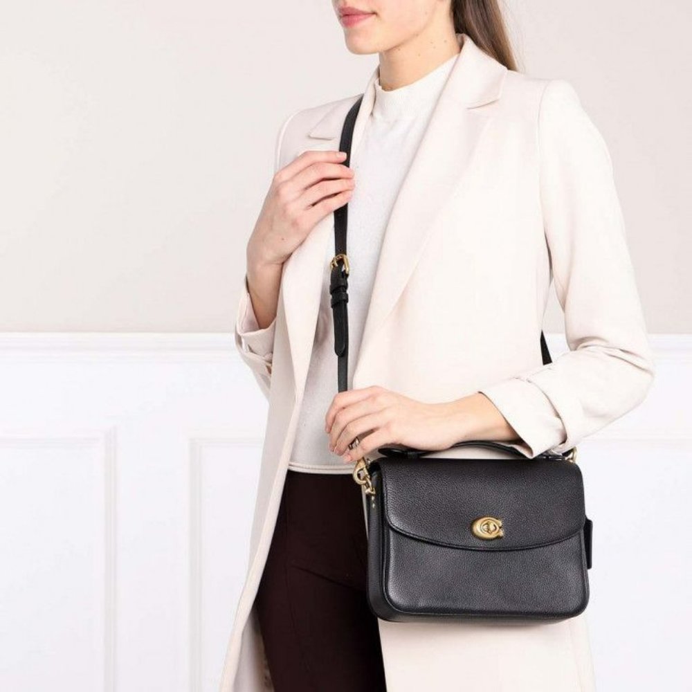 Coach Pebbled Leather Cassie Crossbody in Black/Brass